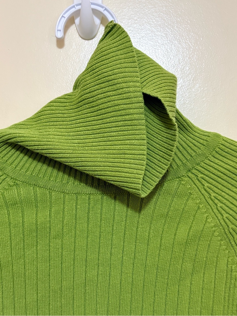 Bright Green Ribbed Cowl-Neck Sweater - Picture 5 of 8